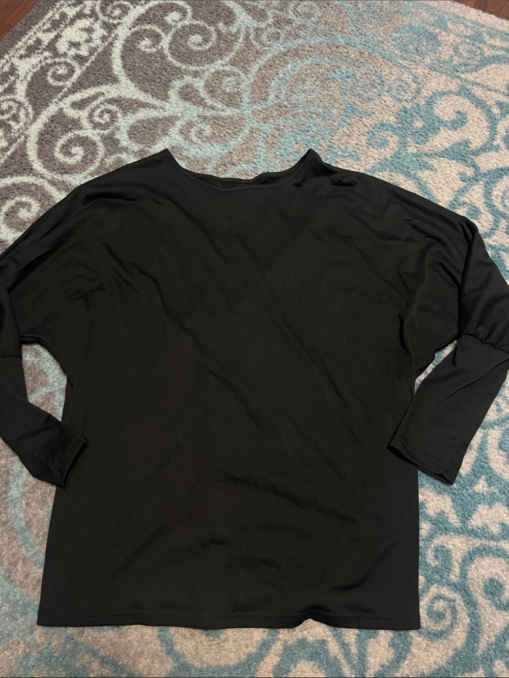 SHEIN Black Long Sleeve Boat Neck Tee